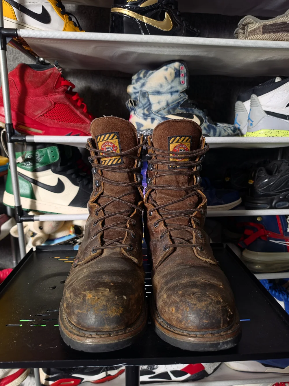 🔥 Justin Boots Brown Leather Lace-Up Work Boots Men Size 10 EE